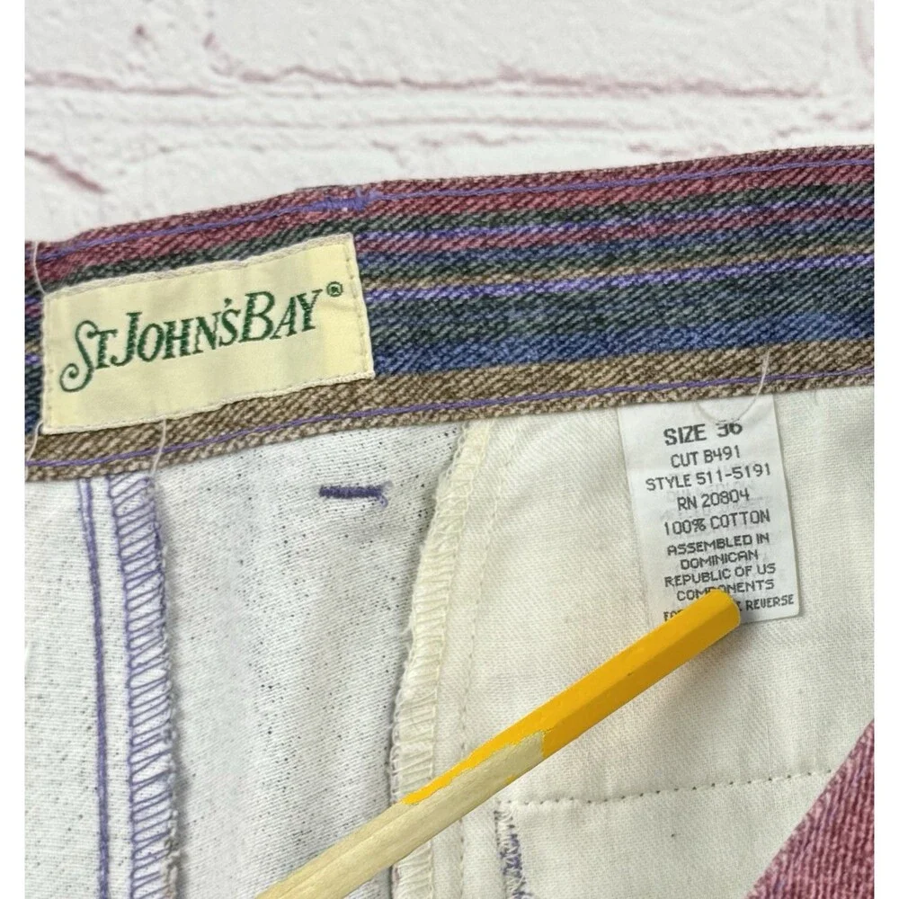 Vintage 90s St. John's Bay Pleated Shorts Mens 36 Striped Southwestern Dad Core